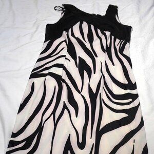 AGB Zebra Print Asymmetrical Neckline Sheath Dress Sz 16